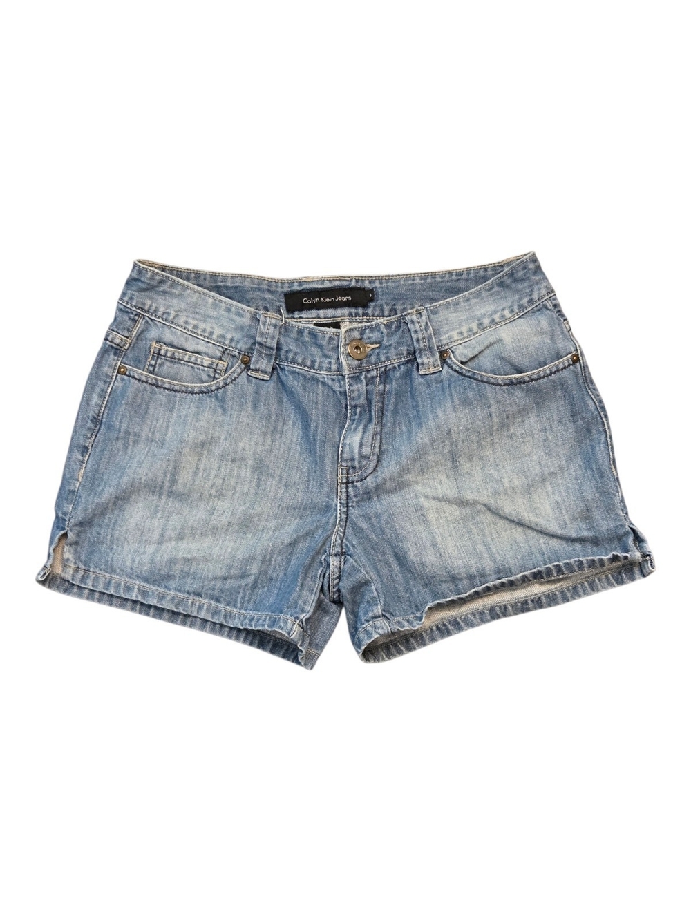 Vintage Calvin Klein Low-Rise Denim Mini Shorts Light Blue - Size 6